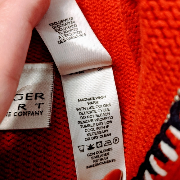 Villager Sport Red Nautical Ship Wheel Sweater with Quarter Zip and Front Pocket - Picture 7 of 7